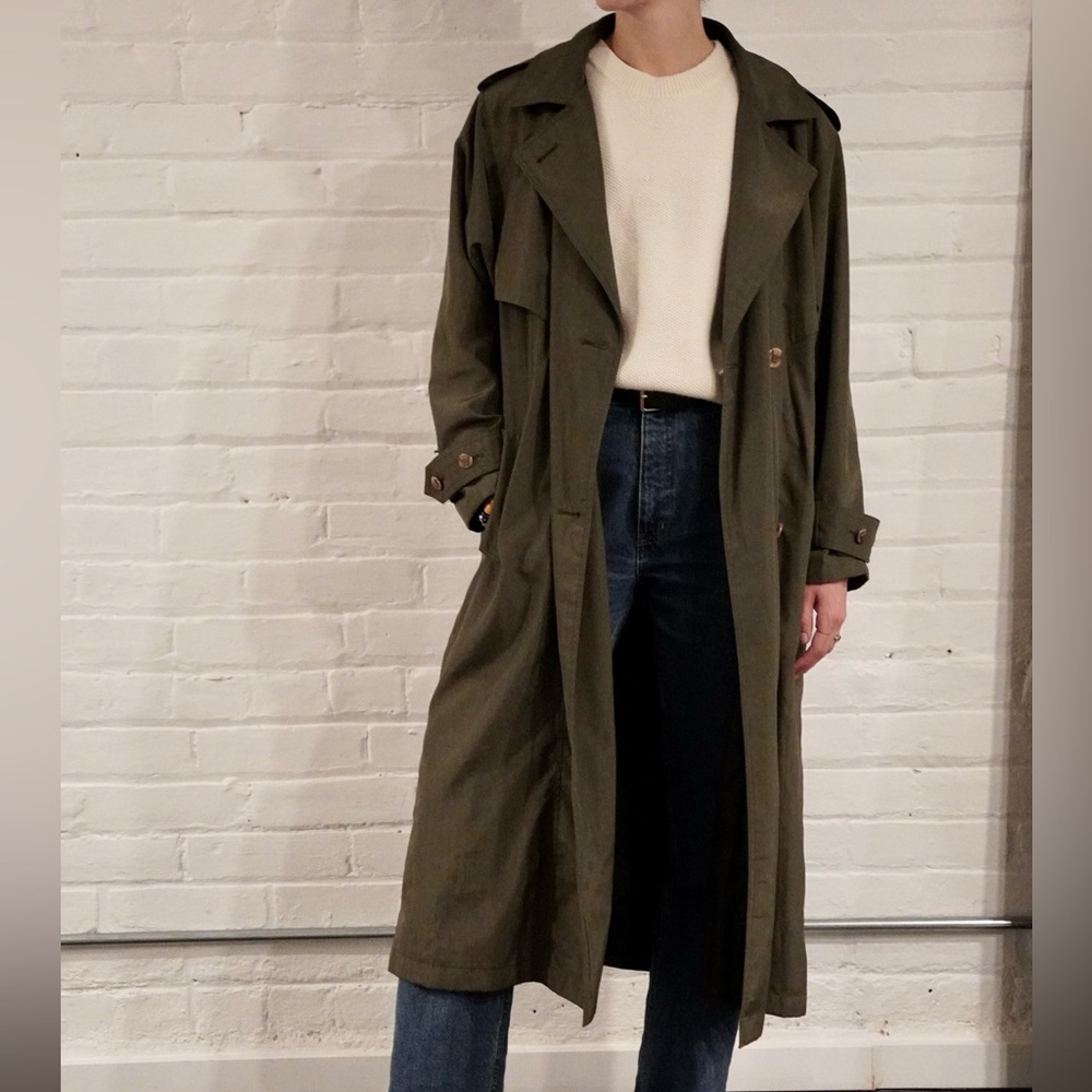 Vintage Khaki Green Trench Coat